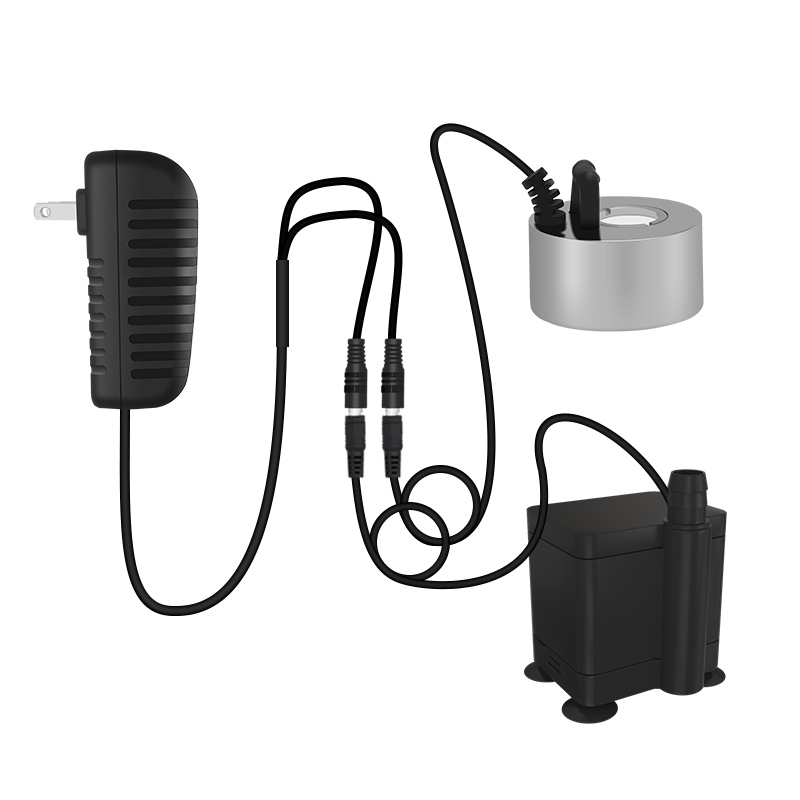 潜水泵雾化一体机盆景流水加湿造景彩灯喷雾器循环茶盘鱼缸假山用