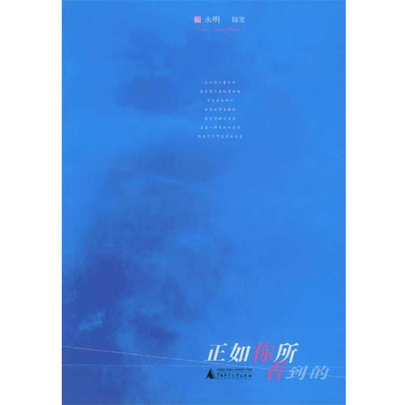 【正版书籍】 正如你所看到的 贝贝特名家新作馆 翟永明 著 广西师范大学出版社