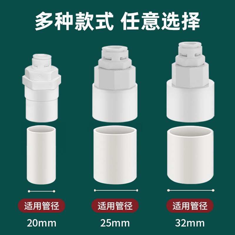 PVC下水管转净水器扫地机拖地机排水管2分3分自来水饮水机连接头