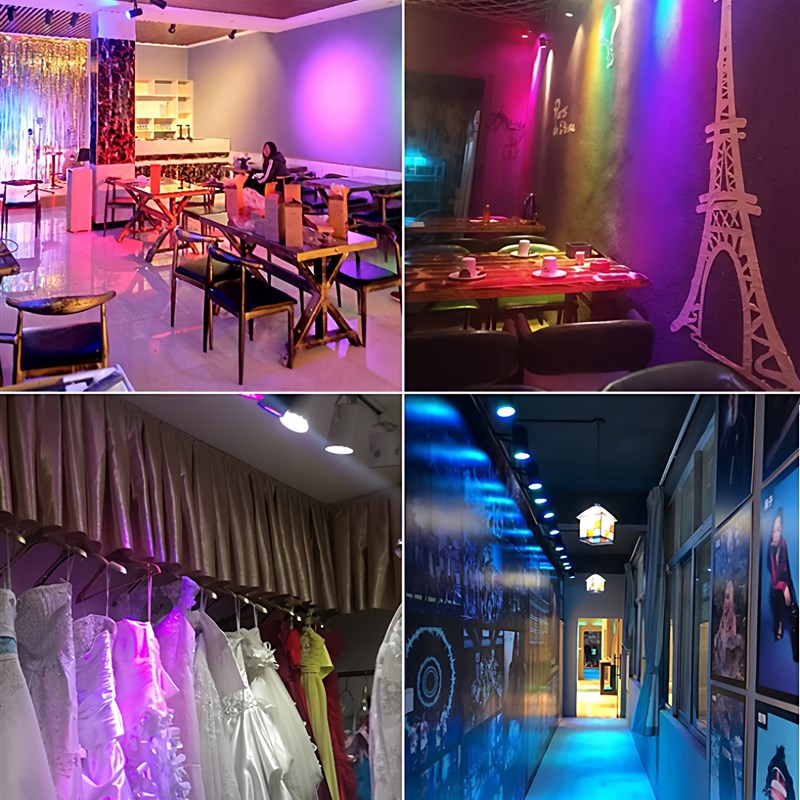 LED轨道灯明装彩色射灯七彩变色导轨背景3W12W舞台氛围酒吧红蓝光