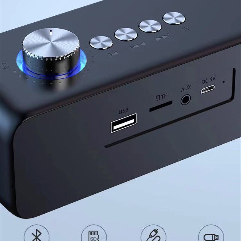 极简风格电视机小型回音壁音响 蓝牙音箱车载低音喇叭插卡带随身