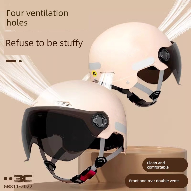 新国标3C认证男女电动摩托车头盔电瓶车防双镜夏季全季节安全帽