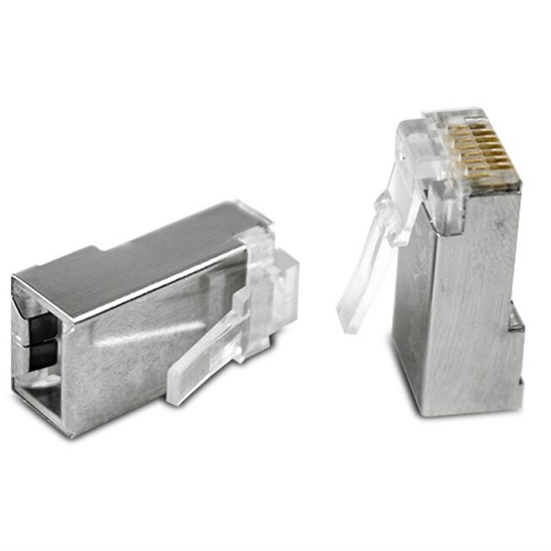 包邮超五类六类带屏蔽水晶头RJ45百/千兆5类8P8C网络金属接头镀金