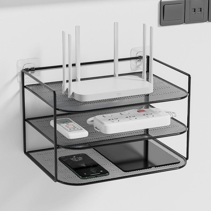 办公桌工位电话机架办公室桌面资料置物架屏风悬挂式路由器收纳盒