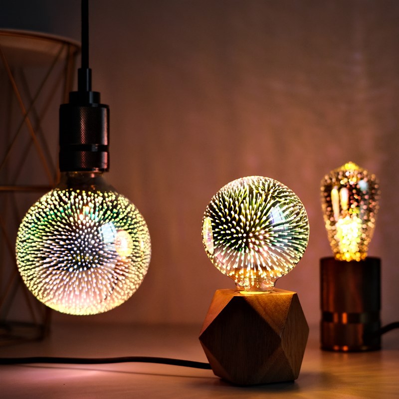 3D烟花灯泡立体爱迪生LED七彩个性创意装饰网红彩色烟火满天星E27