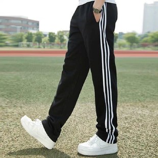 宽松纯棉休闲裤 男长裤 冬加绒针织卫裤 大码 秋冬季 直筒跑步裤 运动裤