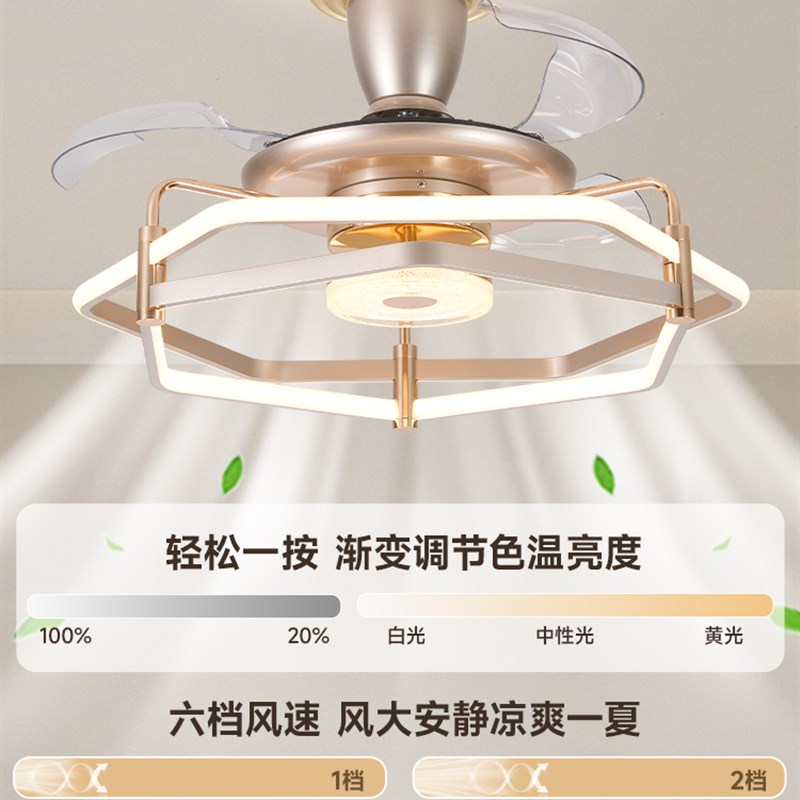 高端新款家用隐形风扇灯客厅餐厅变频吊扇灯卧室一体带电风扇吊灯