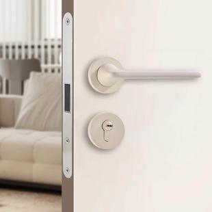 奶油风格 米色家用门锁简单磁性静音室内卧室门锁门锁拉手实木拉手