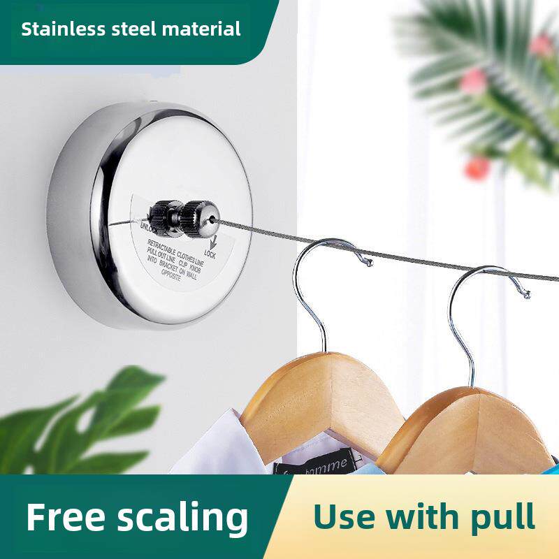 隐形晾衣绳室内外阳台免打孔钢丝绳锁扣家用晾衣架卫生间晒衣神器