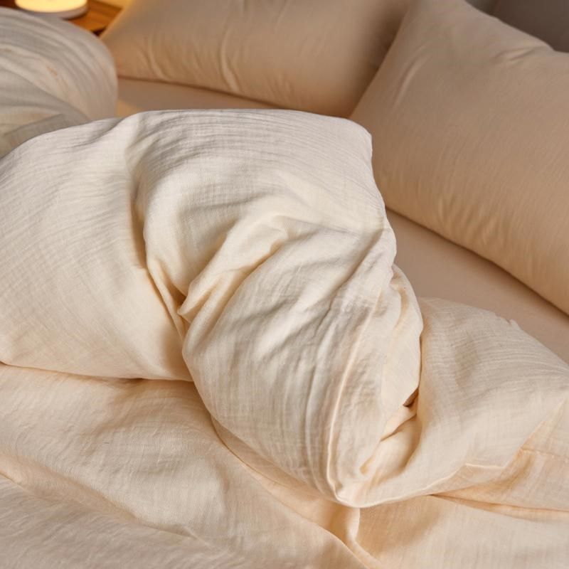 A类婴幼儿级全棉皱皱纱被套四件套简约纯色裸睡双层纱布素色被罩,床上用品,被套,淘宝优惠券,粉丝福利购,淘宝优惠卷