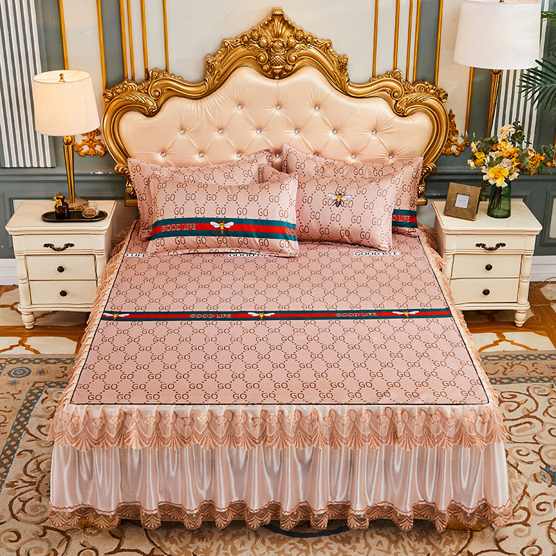 可水洗冰丝凉席三件套床裙款1.8m床罩1.5米2家用折叠夏天空调席子,床上用品,冰丝席,淘宝优惠券,粉丝福利购,淘宝优惠卷