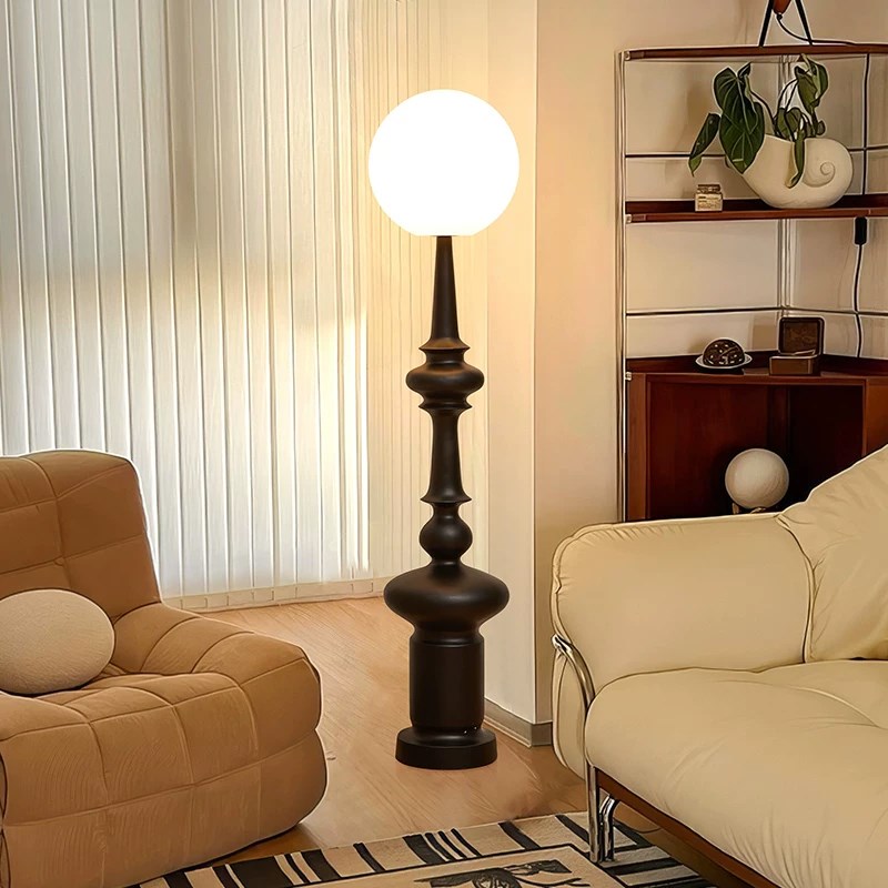 意大利复古罗马柱落地灯客厅沙发旁E边轻奢卧室中古高级感氛围台