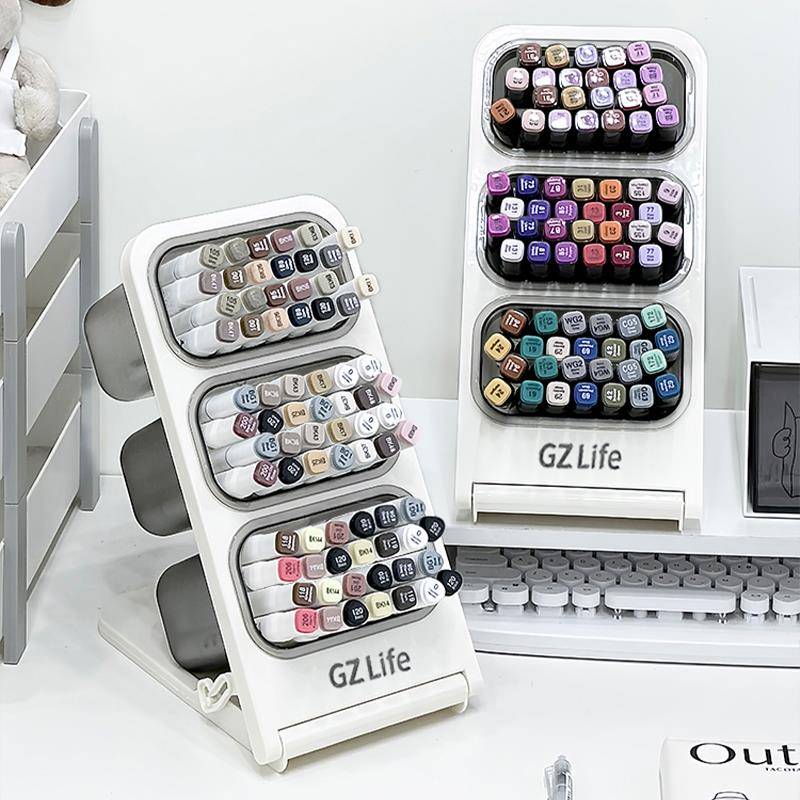 大容量麦克笔收纳盒多功能斜插式笔筒置物架学生儿童桌面文具笔架