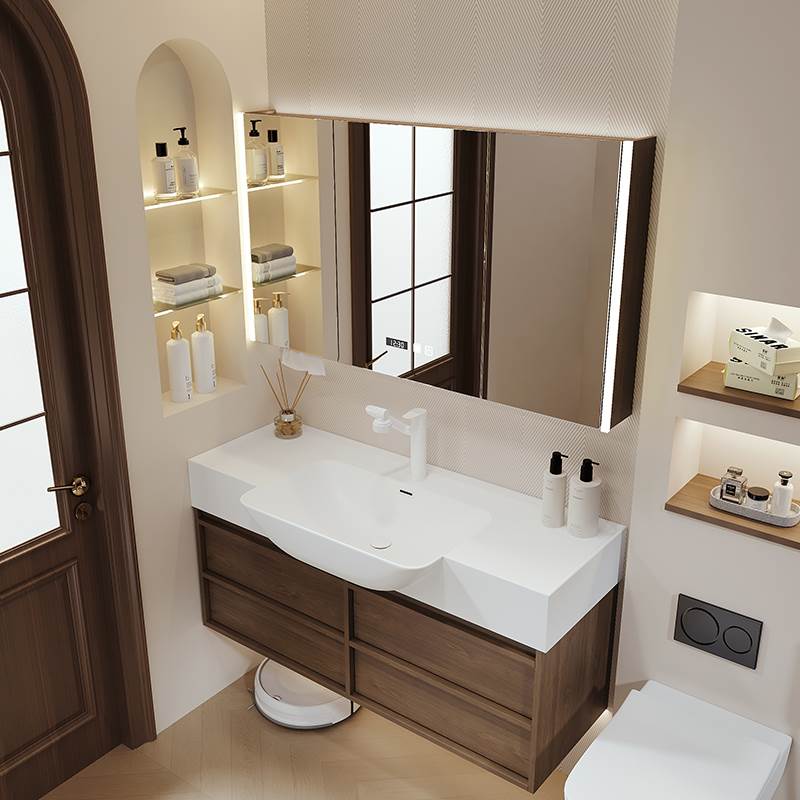 安苒卫浴中古风小户型一体盆浴室柜组合卫生间洗手盆洗脸盆洗漱台