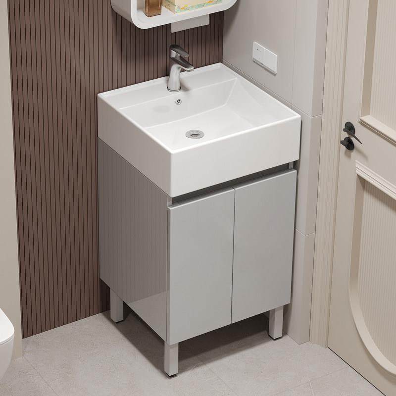 小户型落地浴室柜洗手脸盆组合陶瓷一体盆超窄长铝蜂窝洗漱台小型