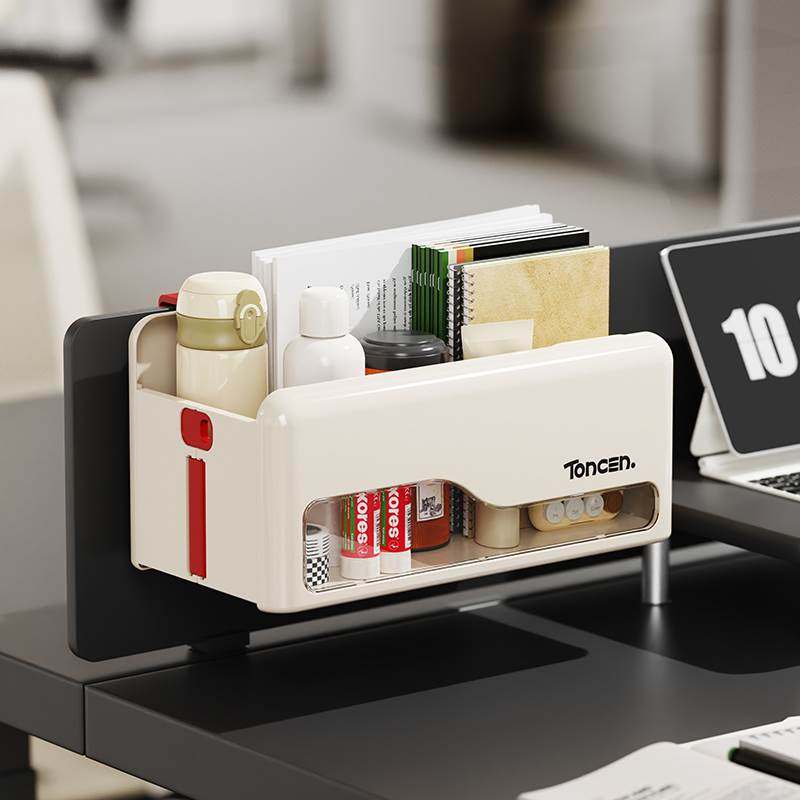 办公室好物桌面收纳筐挂式可折叠置物盒挂架女生工位整理神器壁挂