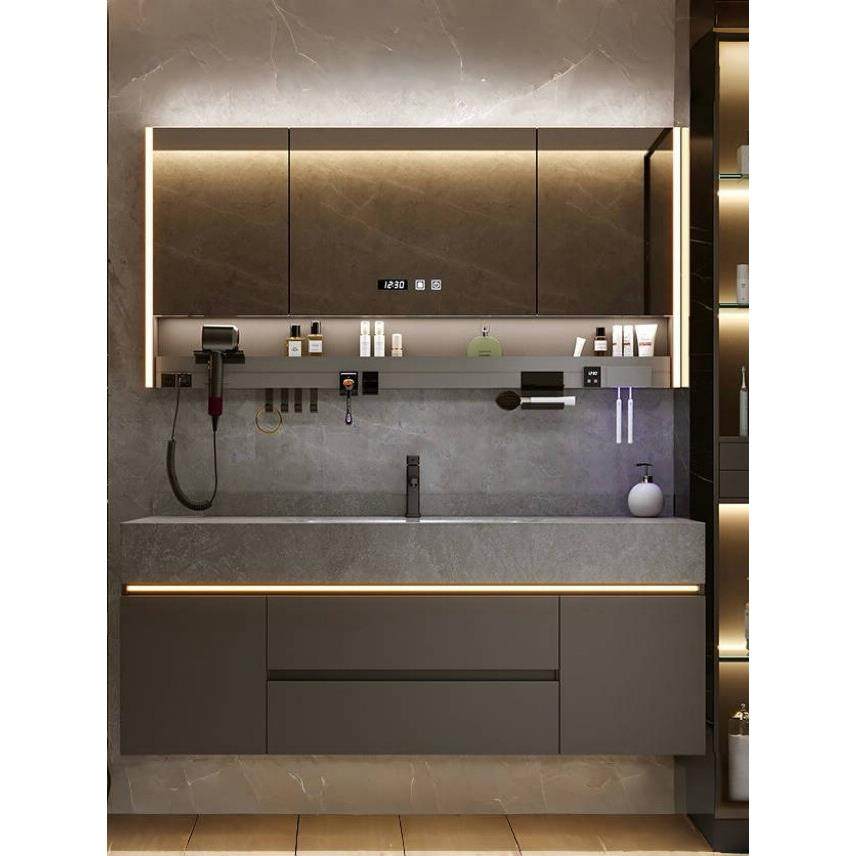 全铝蜂窝铝岩板热弯一体盆洗漱台卫生间洗手池2025新款浴室柜组合