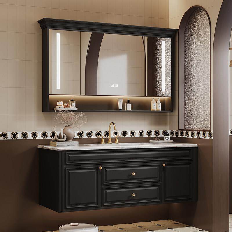 橡木法式复古浴室柜组合卫生间洗漱台洗手盆柜智能镜柜美式卫浴柜