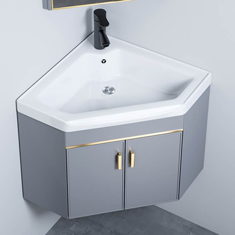 三角形浴室柜组合挂墙式洗手盆陶瓷小户型迷你洗脸盆转角阳台拐角