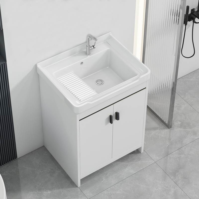 蜂窝铝洗衣柜带搓板组合陶瓷洗衣盆阳台洗衣池水槽落地一体浴室柜