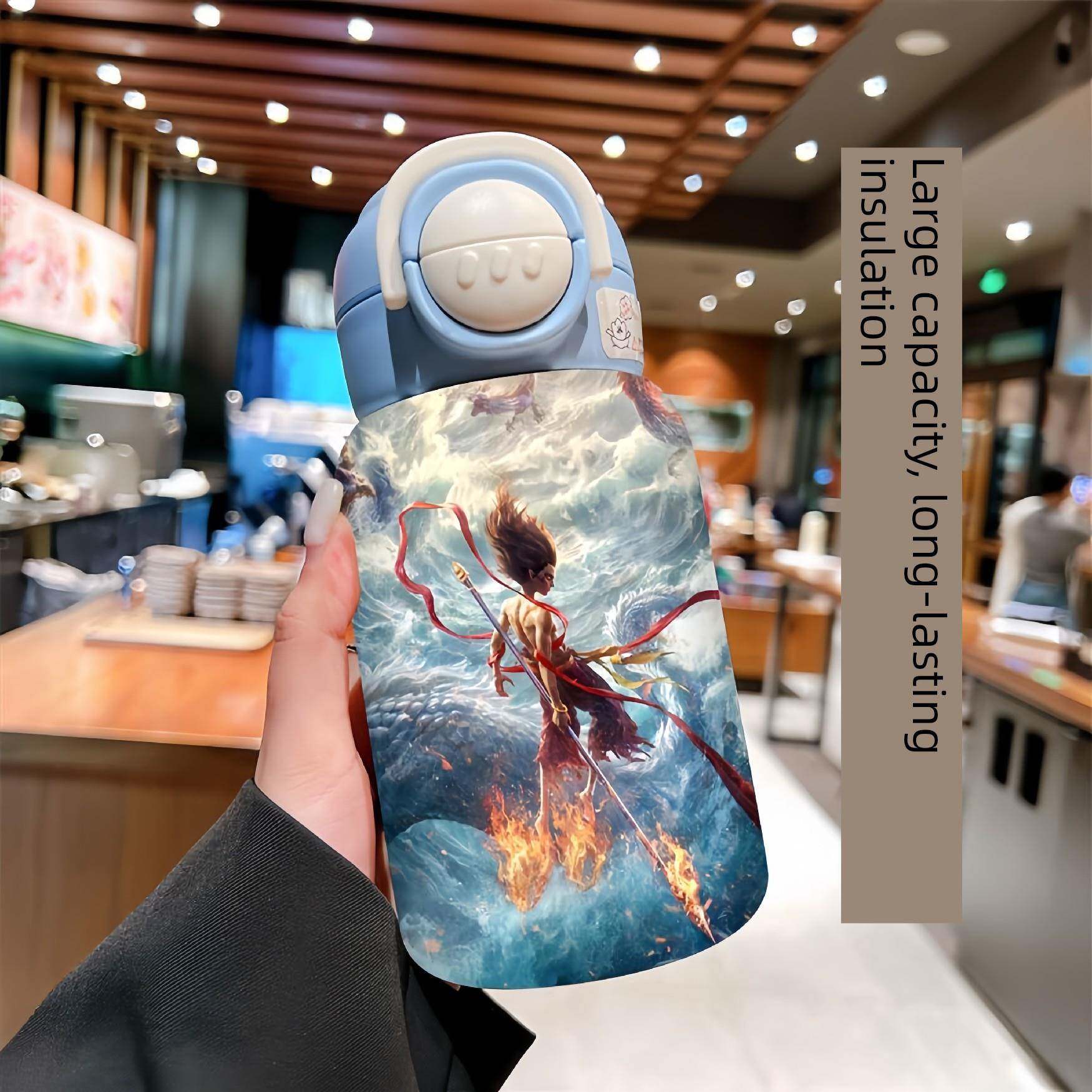 哪咤儿童316不锈钢保温杯大容量上学专用水壶男孩防摔食品级水杯