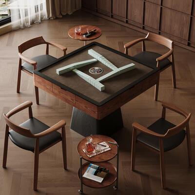 麻将桌餐桌两用一体中古风实木麻将机全自动家用掼蛋桌麻将台面板