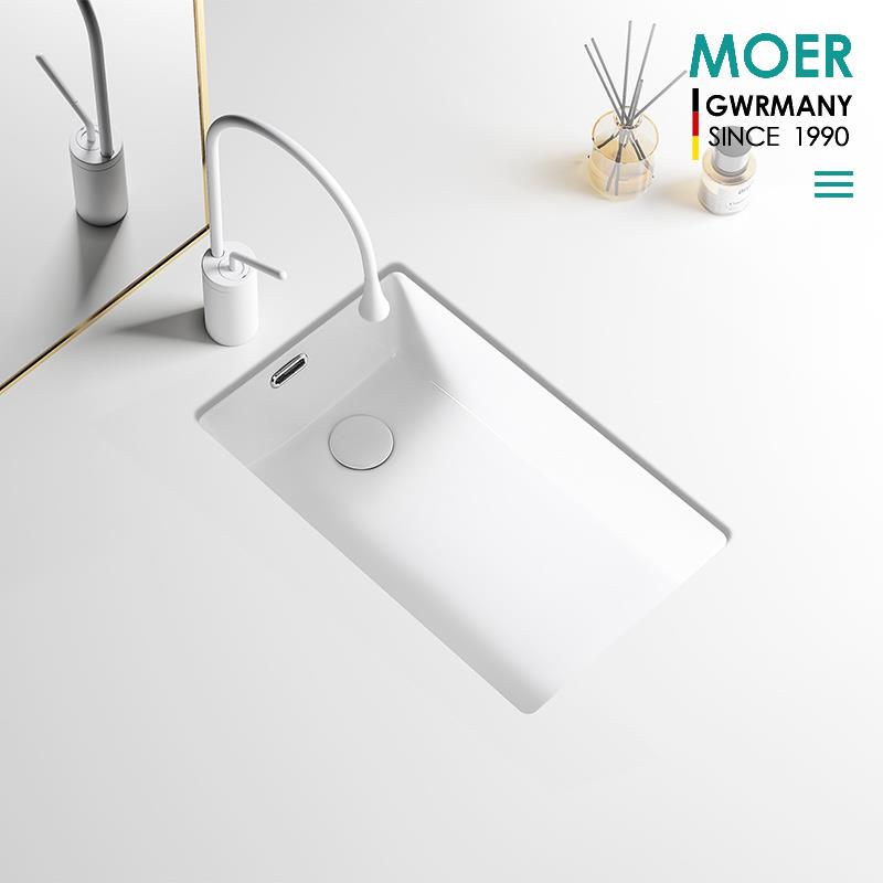 MOER竖装阳台陶瓷台下盆小户型迷你洗衣盆极窄宽家用洗脸盆小尺寸