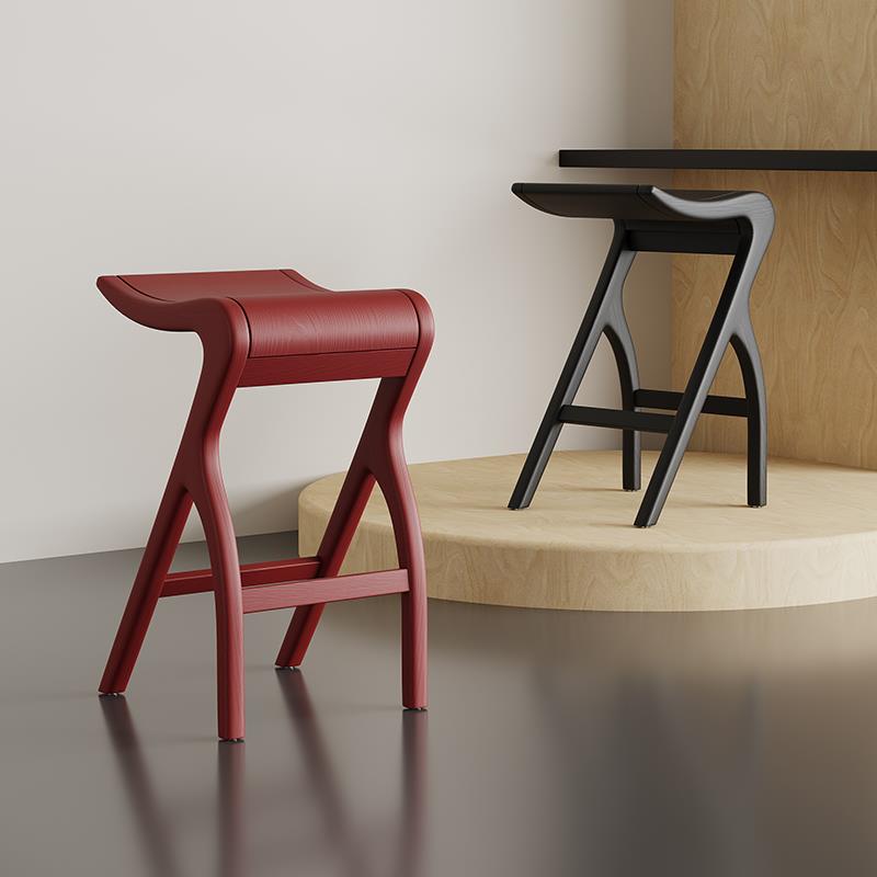 意式实木吧台椅家用北欧酒店岛台咖啡厅高脚椅子中古风白蜡木凳子