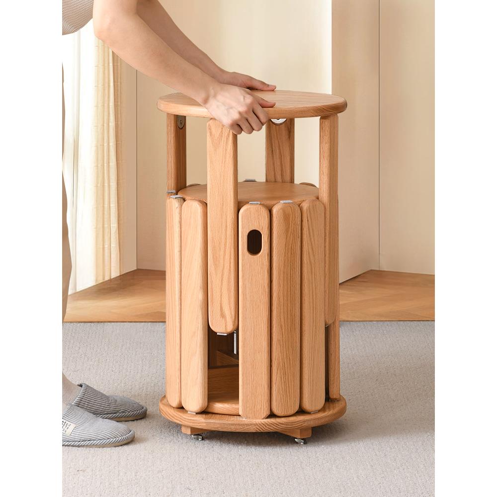 高端实木凳子可叠放堆叠凳客餐厅家用橡木叠叠乐圆凳组合餐凳备用