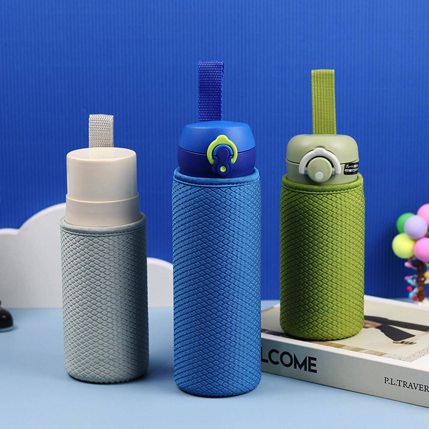 压纹保温杯套适用膳系JNL 350 500 750毫升纯色手提款水杯保护套