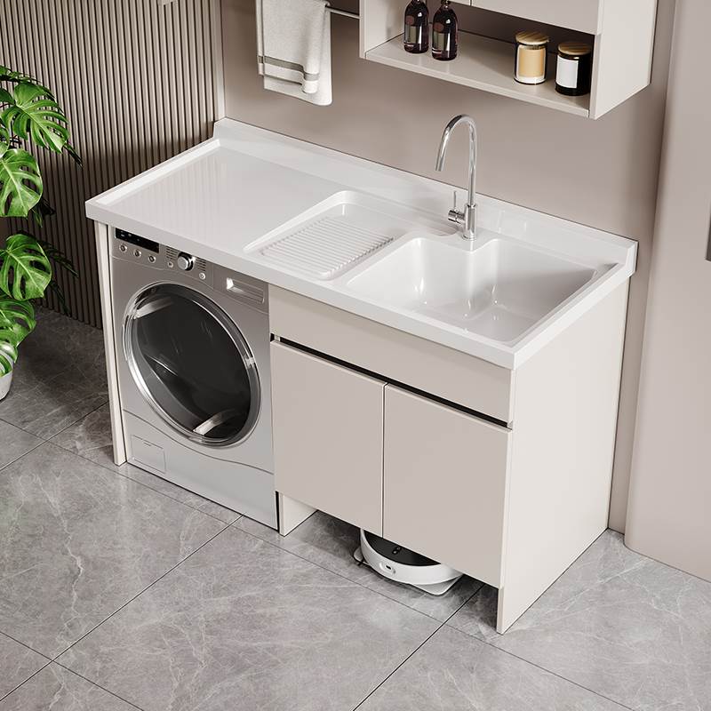 洗衣机一体柜扫地机器人阳台洗衣柜定制切角蜂窝铝洗衣槽脸盆组合