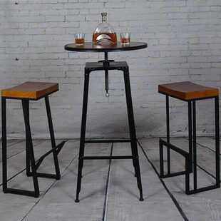 简约复古吧椅实木吧椅铁艺实木前台高脚椅子做旧酒吧椅实木吧台椅