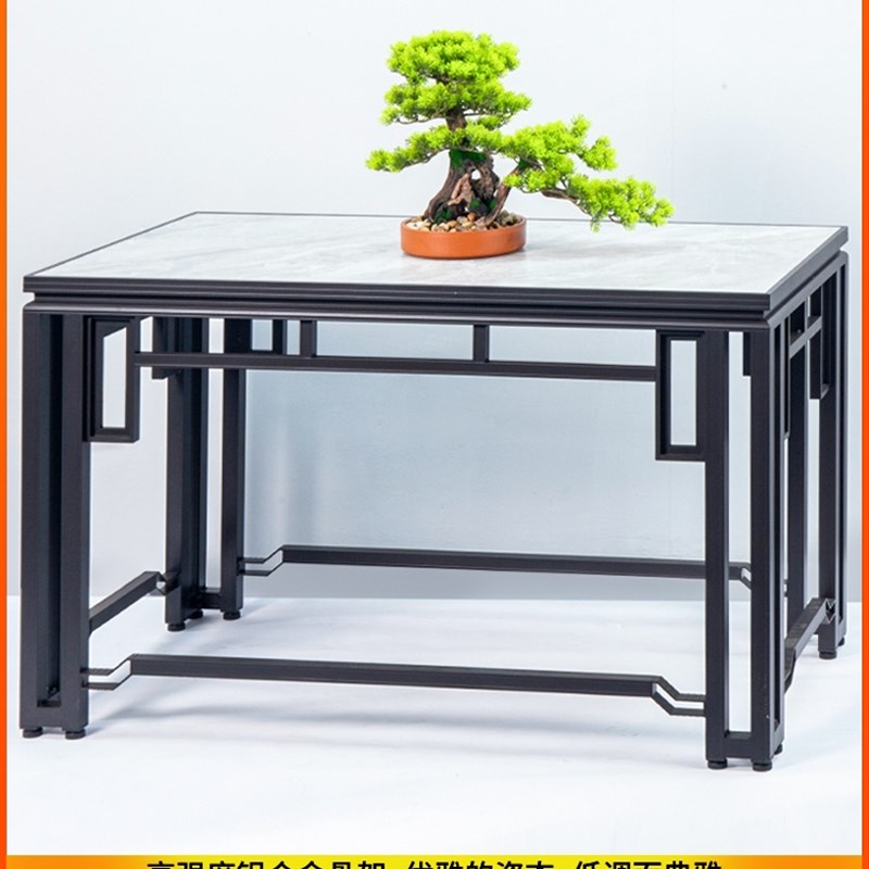 铝合金盆景花架摆放架小几架石架底座室外L博古架造型支架造景架