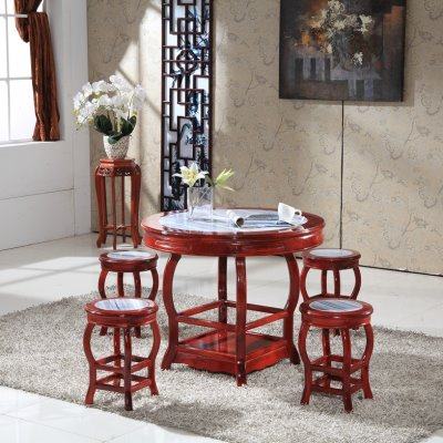 实木面馆凉茶甜品云石圆形小吃店桌椅快餐桌大理石饭店圆桌子组合