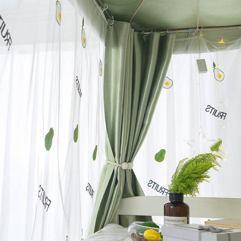 学生牛油果绿色床帘上铺下铺女遮光少F女可爱宿舍蚊帐遮光布一体