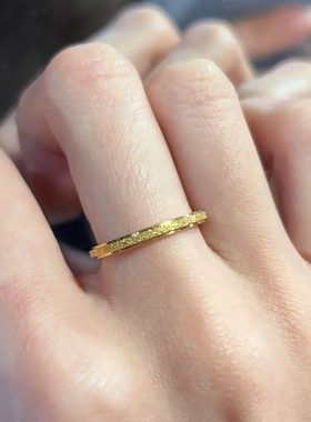 精致大小姐专属！洗澡洗手不掉色古法磨砂金河细腻戒指中指食指戒