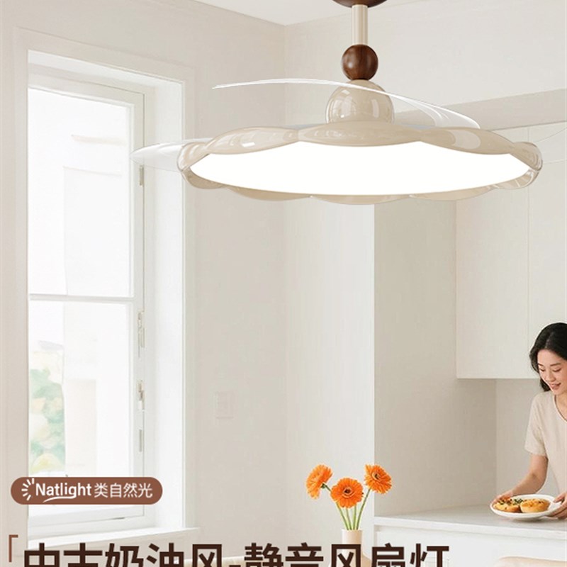 2025新款护眼中古风餐厅风扇吊灯书房卧室隐形静音六档变频客厅灯