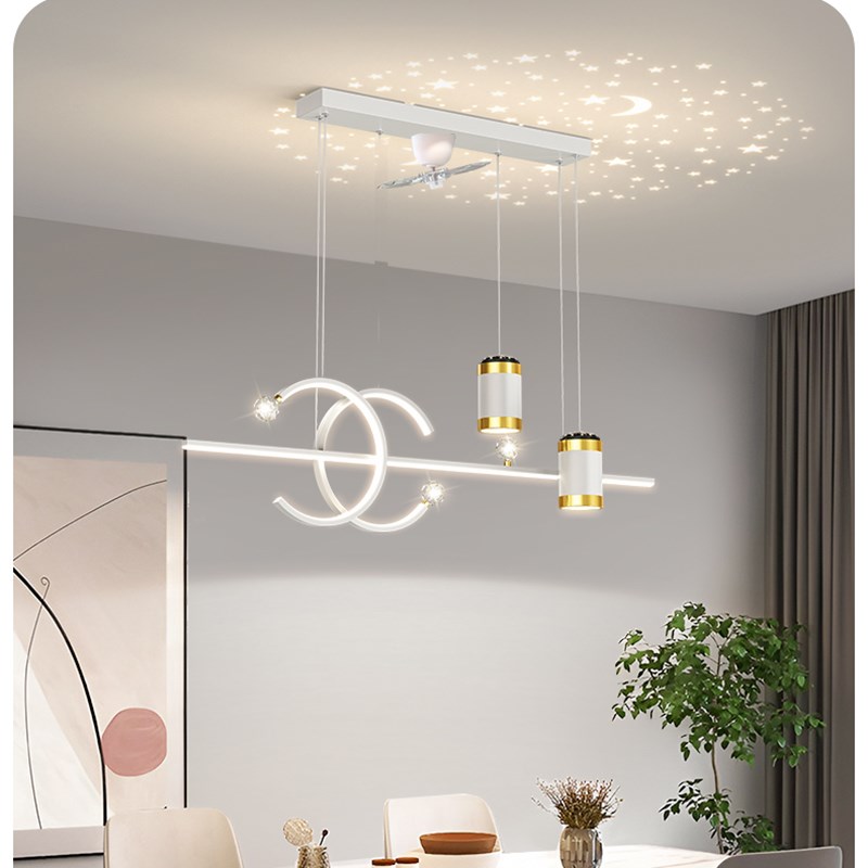 餐厅灯现代简约直流变频风扇灯LED节能无叶风扇一体灯智能语音灯