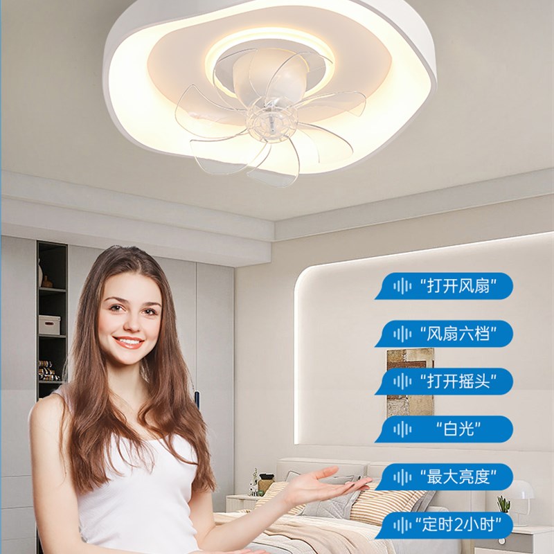 卧室吸顶风扇灯2025新款新型家用客厅餐厅儿童房间摇头吊扇灯一体