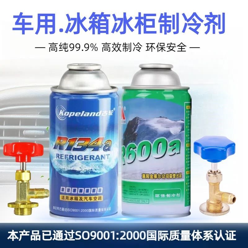 高纯R600a/R134a冰箱冰柜制冷剂氟利昂雪种汽车空调冷媒环保冰种