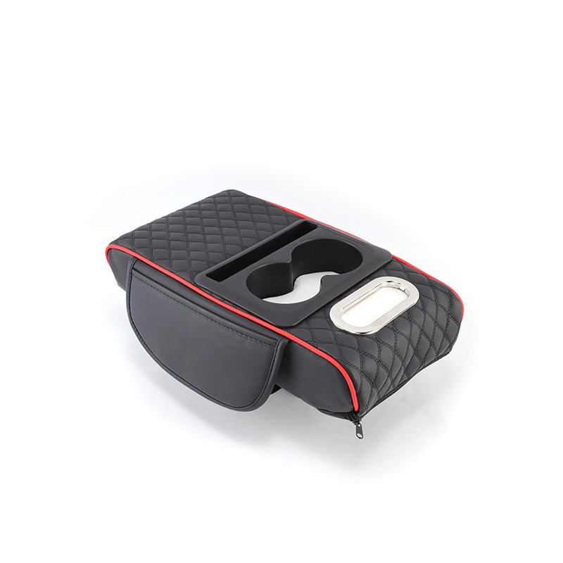 四合一汽车扶手箱垫皮双水杯架车载收纳盒M