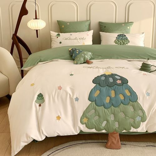 小清新100支长绒棉纯棉四件套儿童卡通全棉被套床单床笠床上用品