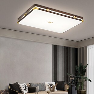 新中式吸顶灯实木客厅灯长方形简约新款顶灯金丝檀木高端卧室灯具