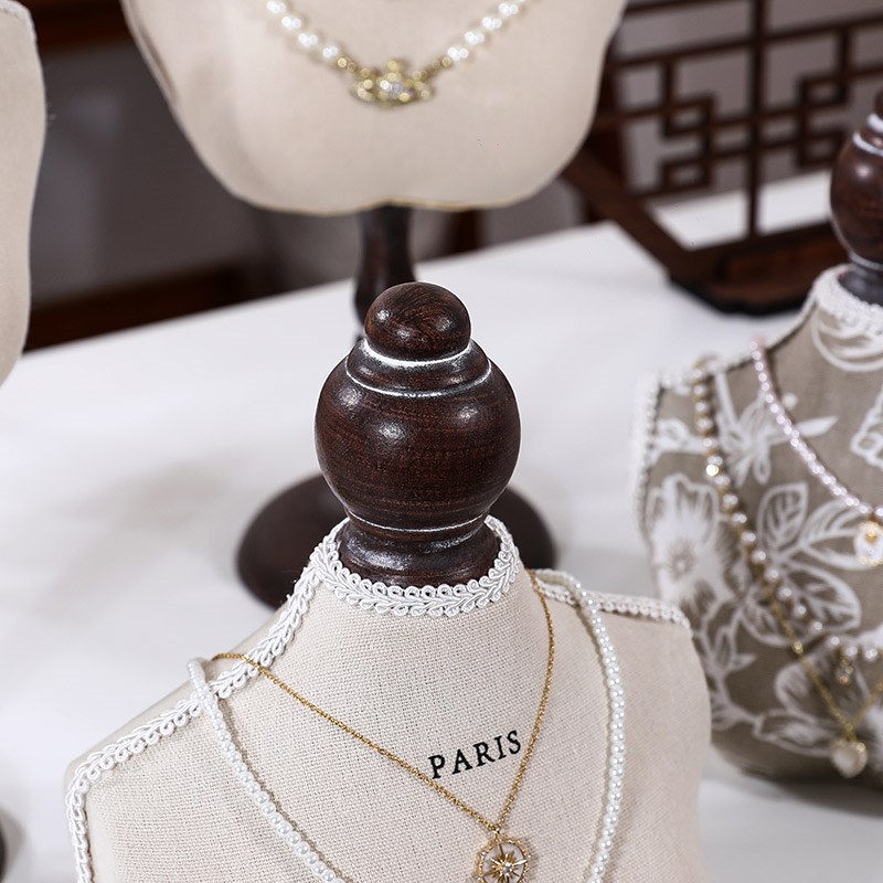 复古项链展示架吊坠首饰架人像模特脖子珠宝柜台陈列道具饰品架子