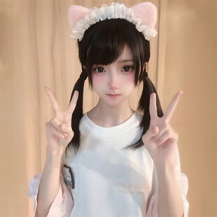 短发假发lolita锁骨发双马尾黑茶色日常甜美风假发全头套女