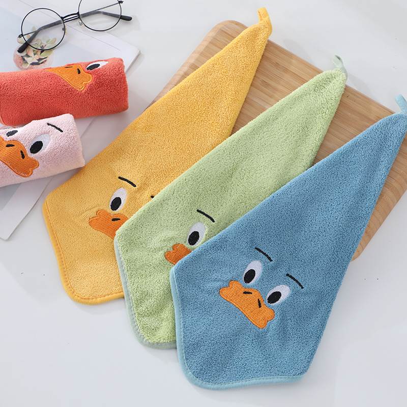 擦手巾吸a水不掉毛婴儿洗脸毛巾小方巾可挂式可爱儿童家用手帕巾