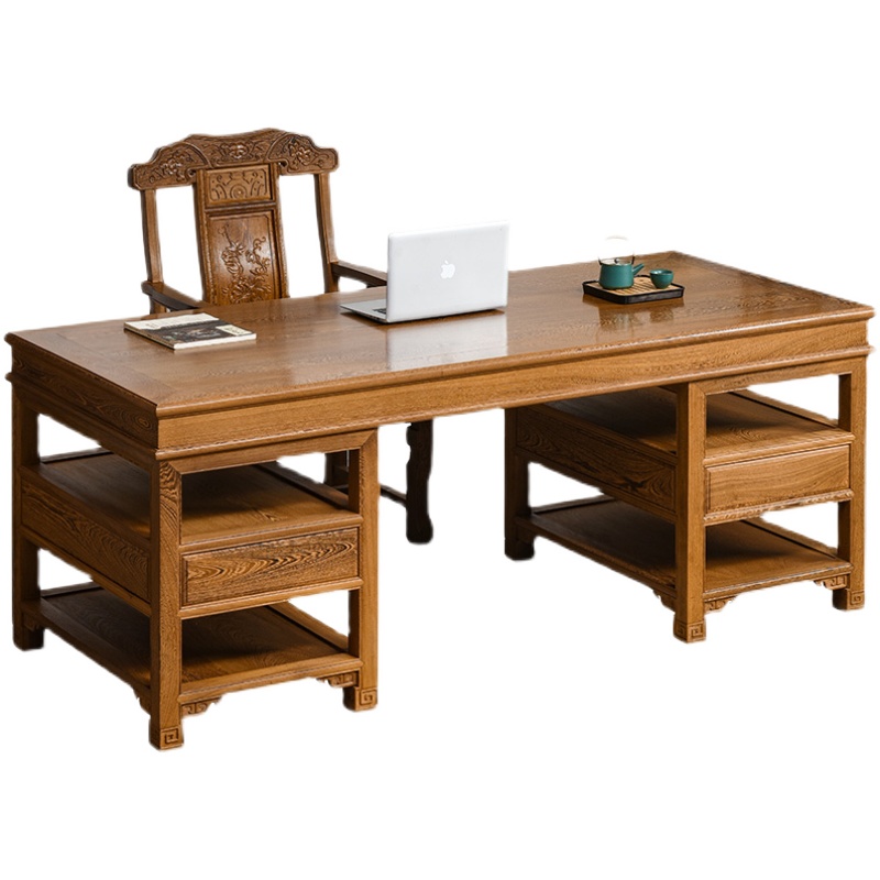 红木家具b鸡翅木画案书法桌椅组合新中式书房实木写字桌办公老板