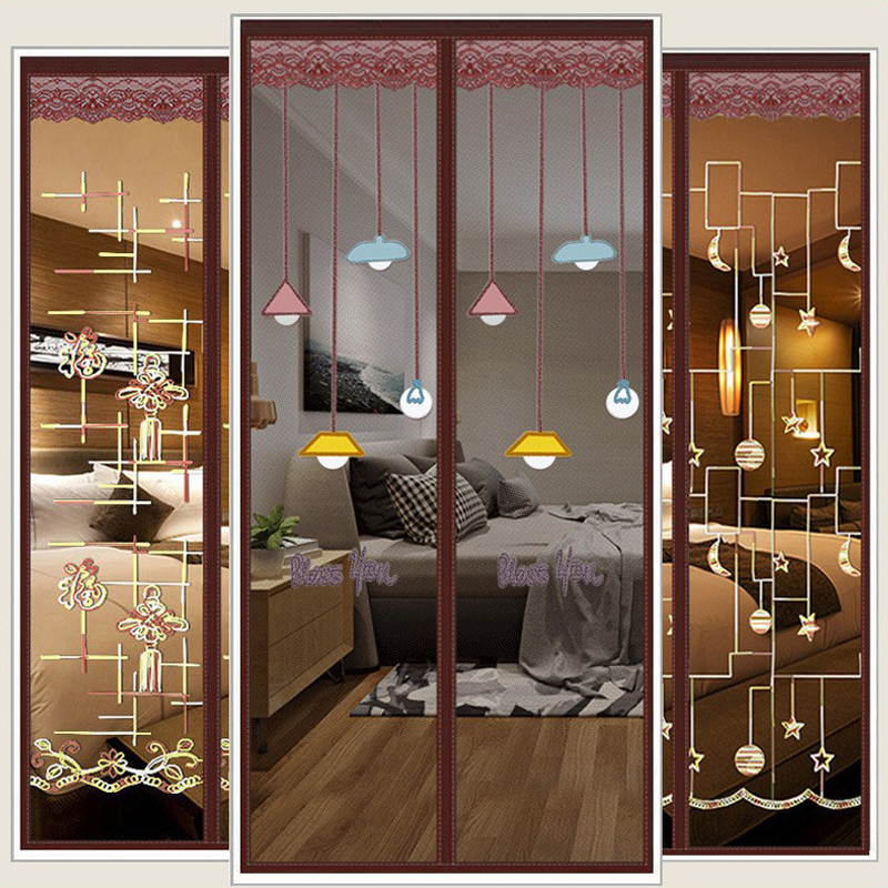 沙门帘2021新款防蚊自吸免打孔金刚网纱门夏季Q家用卧室纱窗自粘