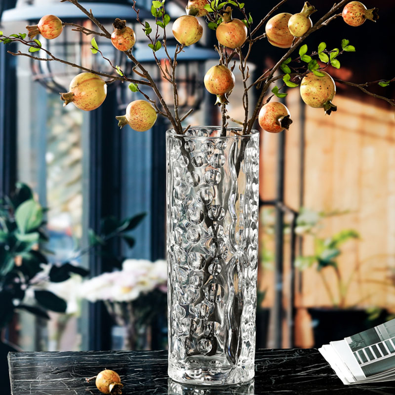 大号家用加厚透明玻璃花瓶摆件富贵竹水培百合干燥T花客厅餐桌插