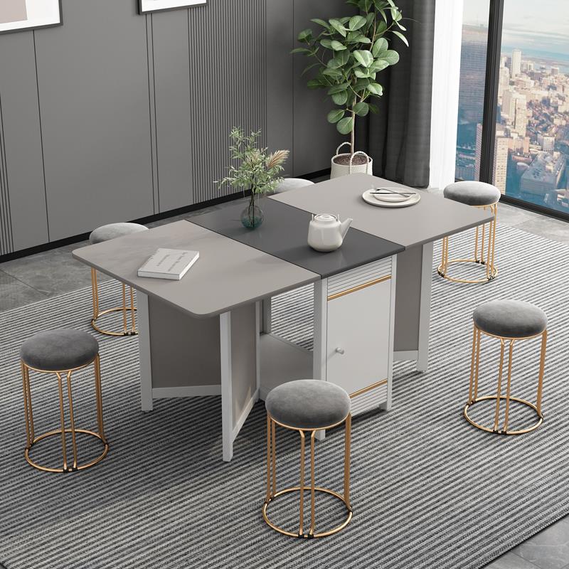 折叠餐桌小户型家用简约现代多功能餐桌椅人吃饭桌子可移动